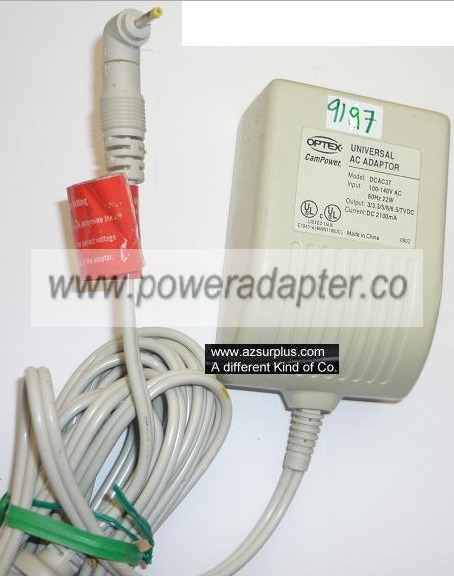 OPTEX DCAC37 UNIVERSAL AC ADAPTER 3/3.3/5/6/6.5/7VDC 210mA USED - Click Image to Close